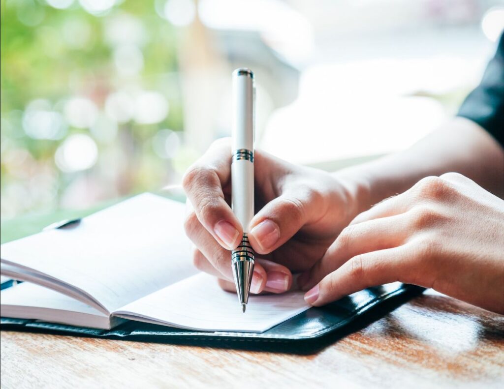 write down skills, goals and values that will help you succeed in your business